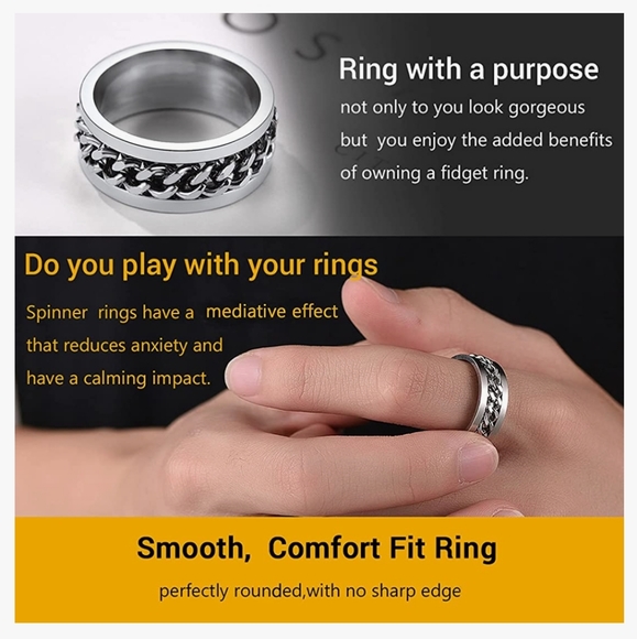 Men's Stainless Steel Spinner Fidget ring  Sze 8mm. Brand new - Picture 5 of 7